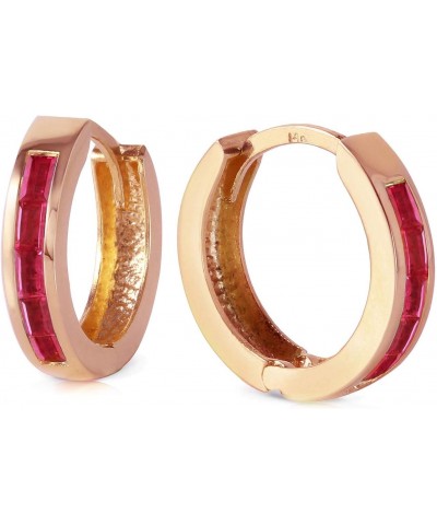 1.3 ct 14k Solid Rose Gold Hoop Huggie Earrings Princess Cut Ruby $151.47 Earrings