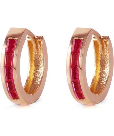 1.3 ct 14k Solid Rose Gold Hoop Huggie Earrings Princess Cut Ruby $151.47 Earrings