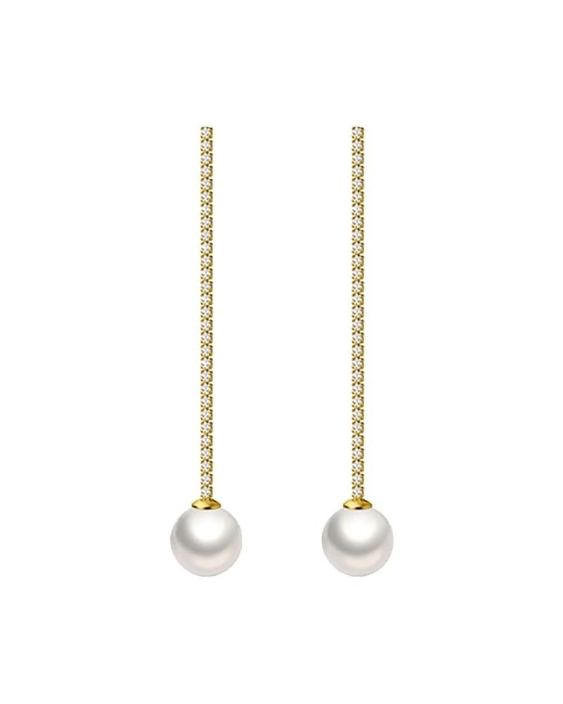 925 Sterling Silver Pearl Dangle Earrings Chain for Women Teen Girls Long CZ Dangling Earrings Pearl Drop B-Gold Plated $9.99...