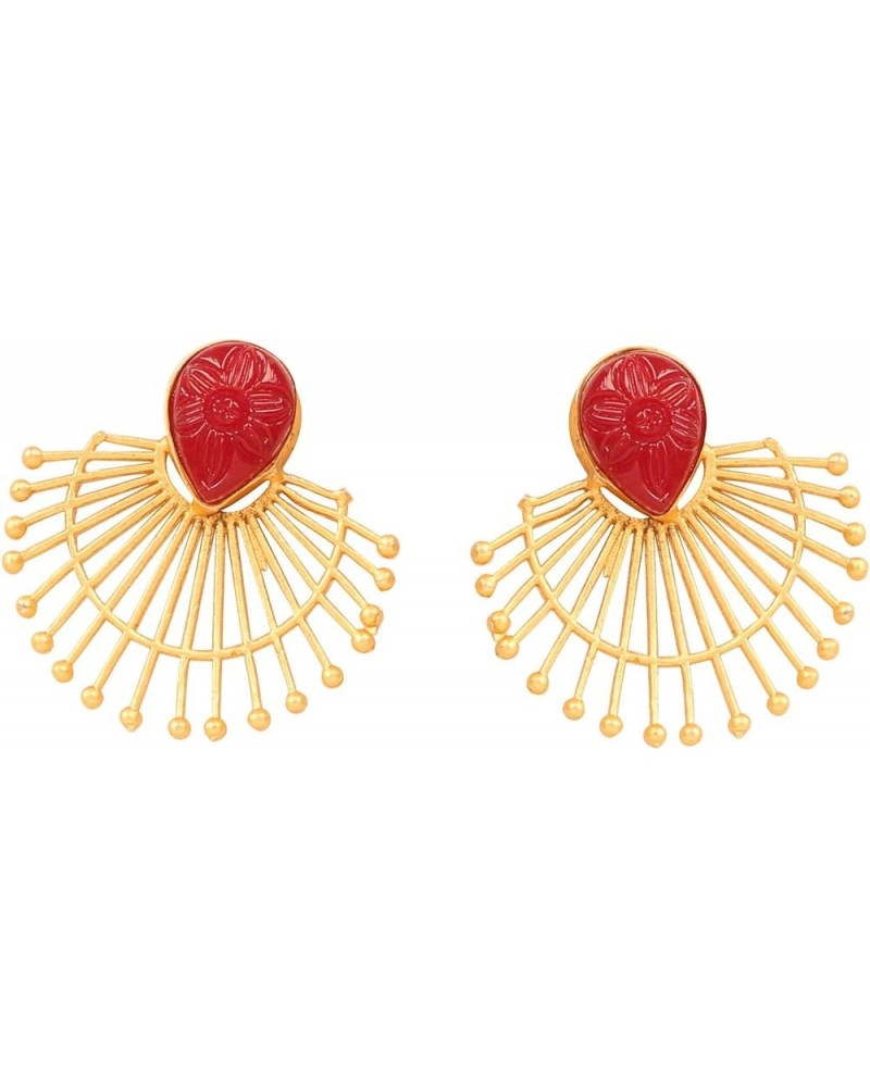 Indian Bollywood Artistic large stud designer Earrings jewelry in Gold or Silver Tone For Women. DK14 Red $11.59 Earrings