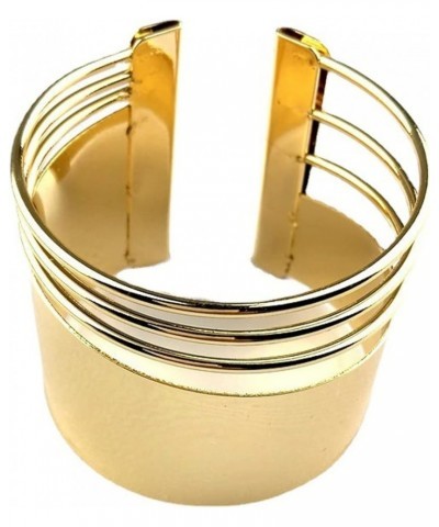 Punk Gothic Alloy Hollow Chunky Geometric Smooth Polished Gold Hoop Open Cuff Wide Bracelet Bangle Wrist Stylish Cool Hip Hop...