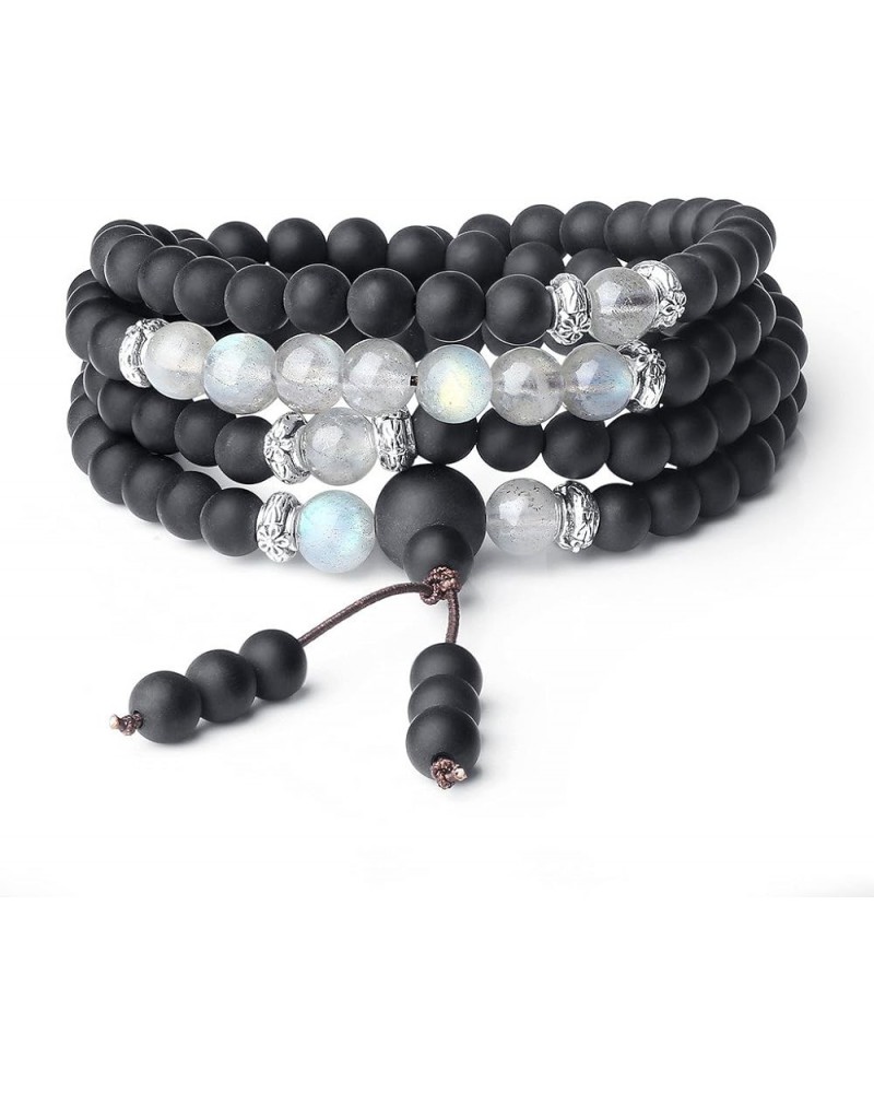 Matte Onyx 108 Mala Beads Prayer Bracelet Necklace Labradorite $13.20 Bracelets