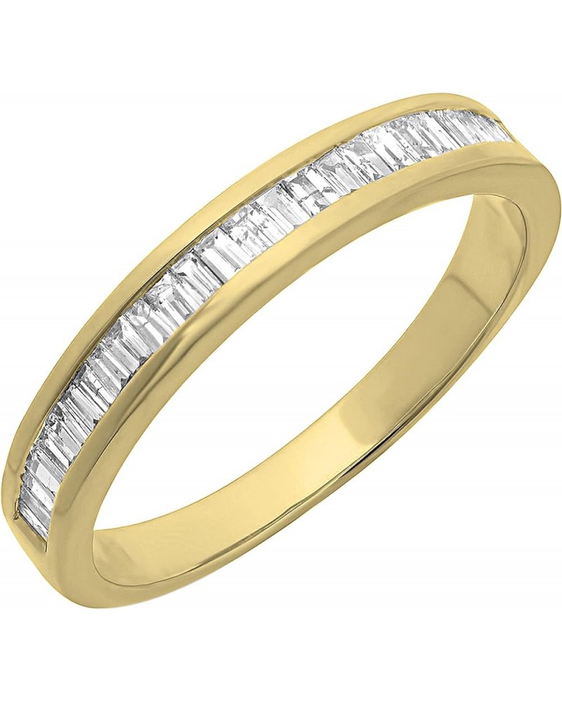 0.13 Carat (ctw) Baguette Cut White Diamond Ladies Stackable Anniversary Wedding Band, 10K Gold Ring Size 6 in 10K Yellow Gol...