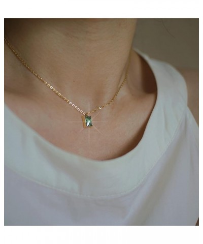 18K Gold Plated Dainty CZ Simulate Diamond Solitaire Round Pendant Heart Necklace for Women Gift Girl Chocker Chain Rectangle...