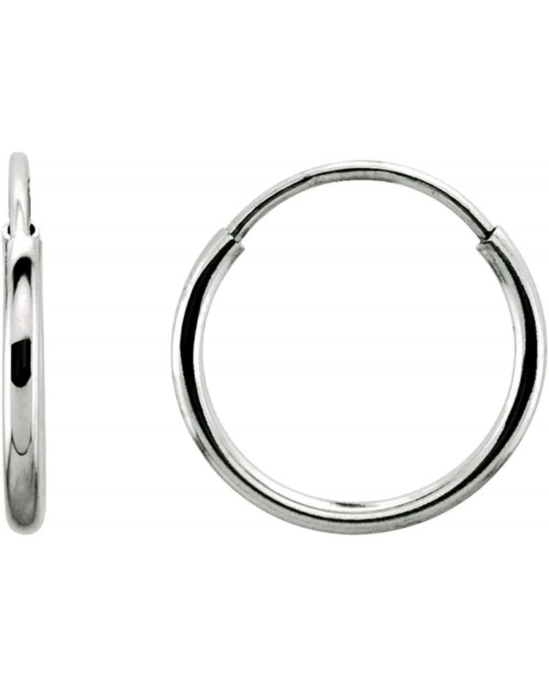 14K Gold Thin Continuous Endless Hoop Earrings, 10-24mm (1mm Tube) 10mm - White Gold $36.73 Earrings