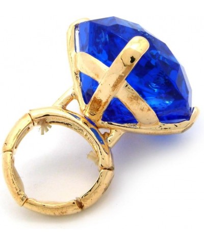 Women's Extra Big Rhinestone Fashion Stretch Ring Blue/Gold-Tone $10.82 Rings