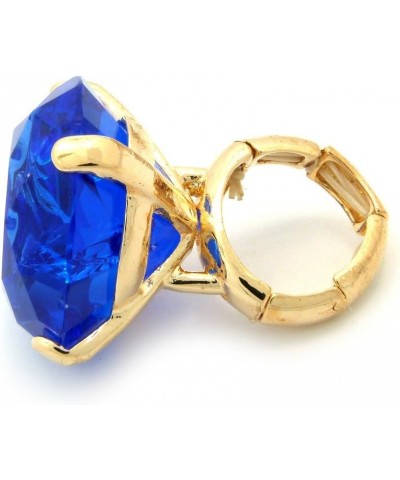 Women's Extra Big Rhinestone Fashion Stretch Ring Blue/Gold-Tone $10.82 Rings