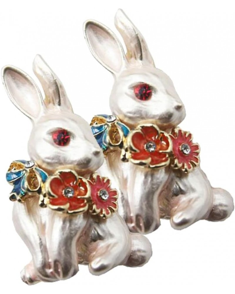 2pcs Rabbit Accessories Rabbit Brooch Pin Easter Badge Easter Bunny Breastpin Gifts for Pets Rabbit Lapel Pin Shawl Clasp Pin...