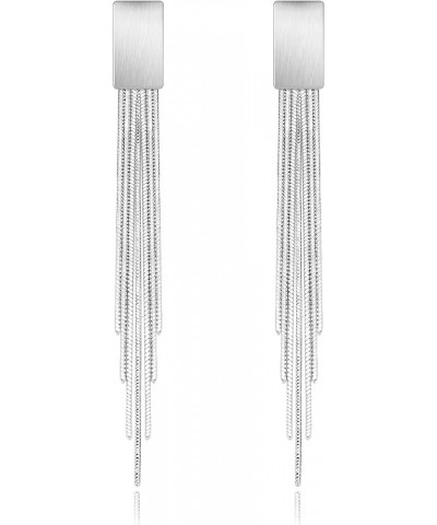 S925 Silver/Alloy Hook Sleek Chain Tassel Drop Earrings Long Crystal Fringe Dangle Simple Dainty Earrings Tassel Earrings Rec...