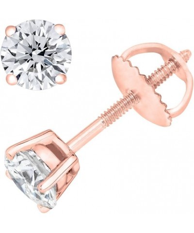 Round Diamond stud (IGI Certified 0.70 ct & up) Plus Quality ScrewBack 14K from 0.04ct - 2.00ct Rose Gold 0.6 carats $30.73 E...