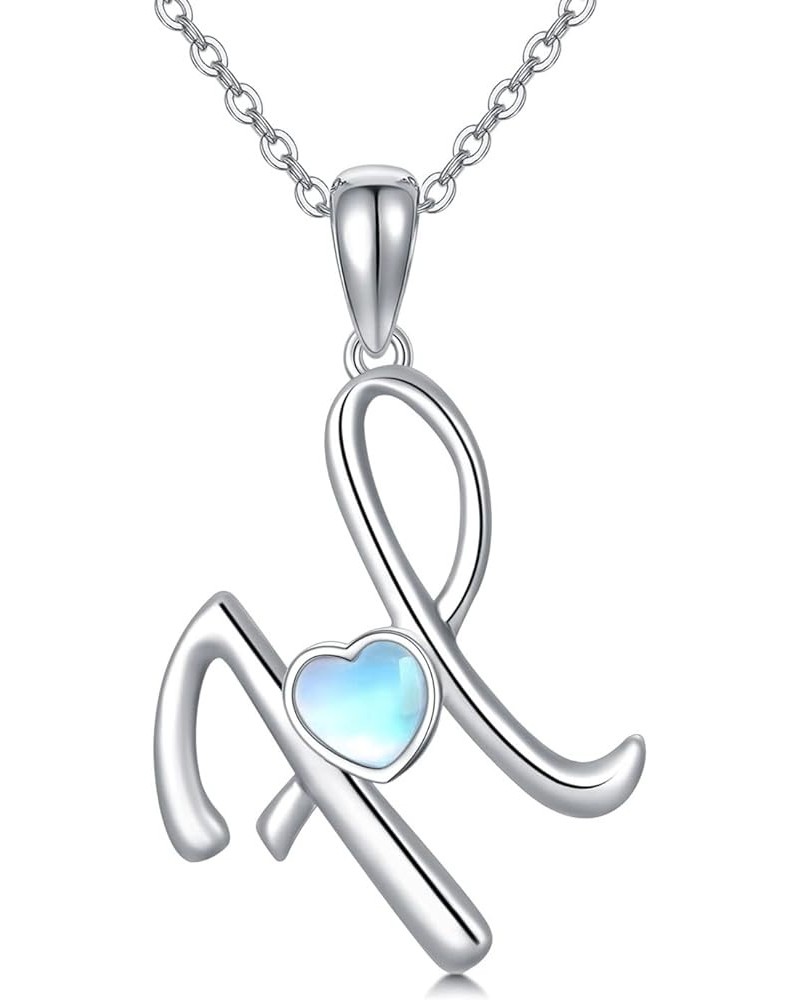 Initial Necklace 925 Sterling Silver Letter Moonstone Necklace Alphabet Pendant for Women Girls Letter H $19.59 Necklaces