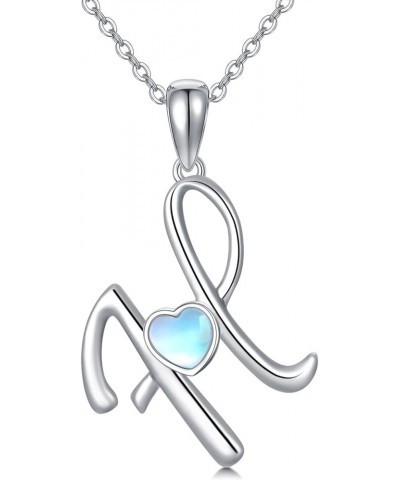 Initial Necklace 925 Sterling Silver Letter Moonstone Necklace Alphabet Pendant for Women Girls Letter H $19.59 Necklaces