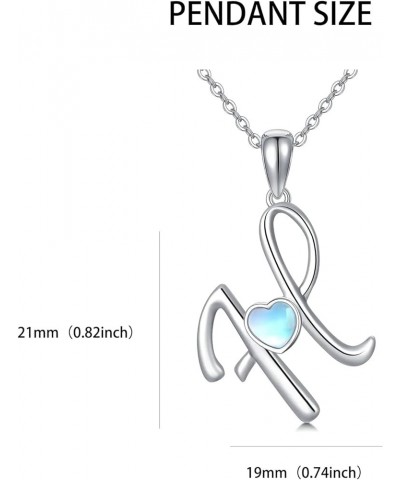 Initial Necklace 925 Sterling Silver Letter Moonstone Necklace Alphabet Pendant for Women Girls Letter H $19.59 Necklaces