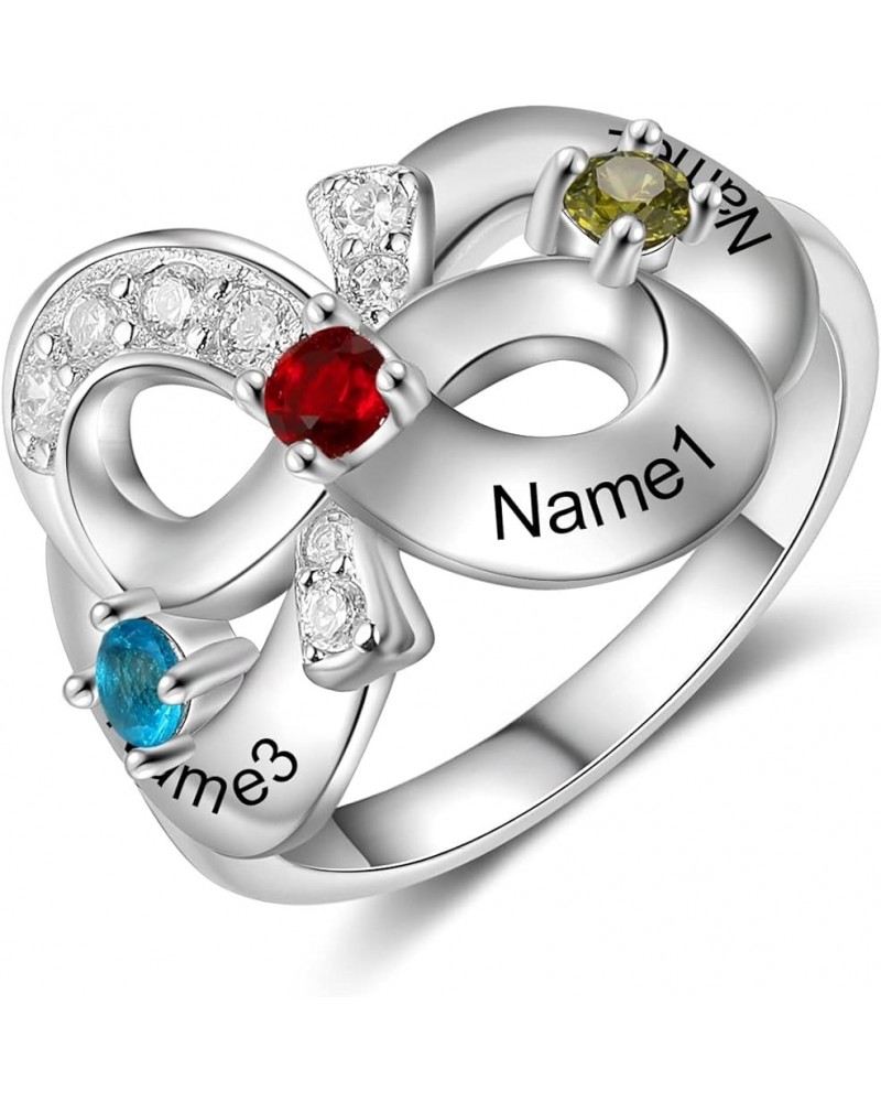 Infinity Mothers Ring Personalized 2-4 Simulated Birthstones Engagement Promise Rings for Her Custom Names Ring 3 stones $13....