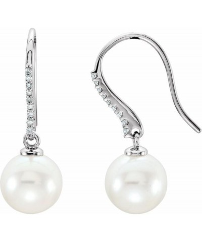 14K Gold Freshwater Cultured Pearl and 1/8 CTW Diamond Dangle Earrings Fine Jewelry For Women White Gold $322.20 Earrings