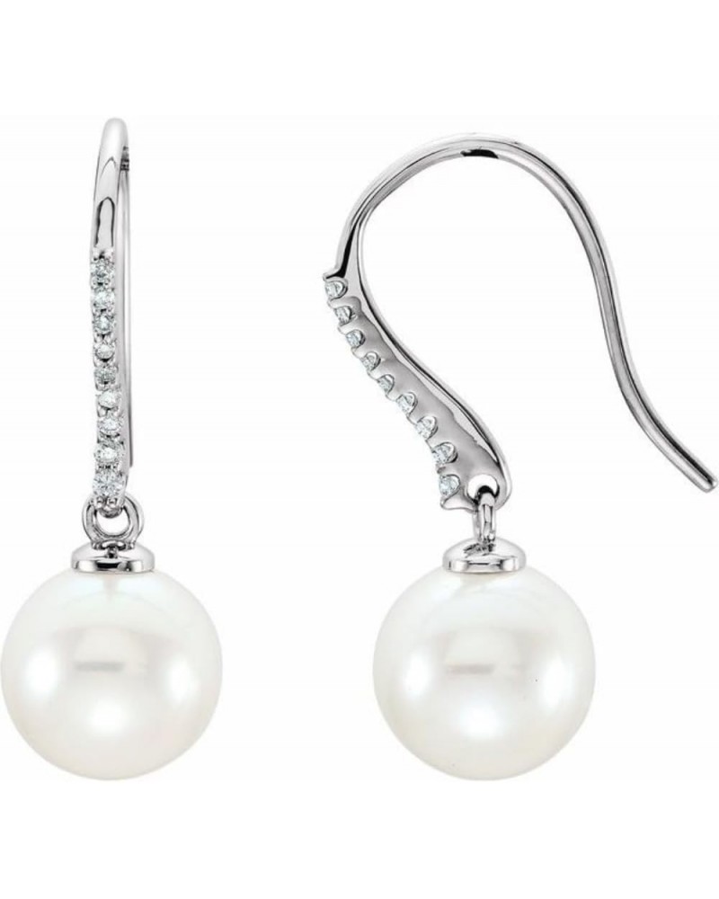 14K Gold Freshwater Cultured Pearl and 1/8 CTW Diamond Dangle Earrings Fine Jewelry For Women White Gold $322.20 Earrings