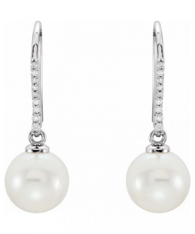 14K Gold Freshwater Cultured Pearl and 1/8 CTW Diamond Dangle Earrings Fine Jewelry For Women White Gold $322.20 Earrings