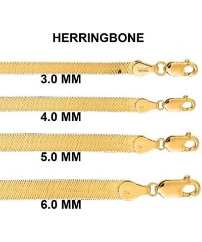 14K SOLID Yellow Gold 3mm or 4mm or 4.7mm or 6mm Shiny Imperial Herringbone Chain Necklace or Bracelet for Pendants and Charm...