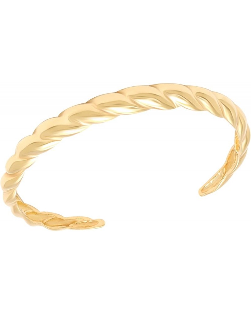 925 Sterling Silver 18K Gold-Plated Italian Cuff Bangle Bracelet for Women Teen Croissant Bangle $23.59 Bracelets