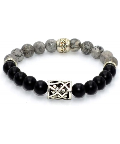 Handmade Bracelet Collection - (Ethnic Wallet Gift) Metal Cylinder Beaded Matte Onyx/Picasso Jasper $10.55 Bracelets