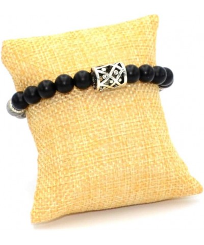 Handmade Bracelet Collection - (Ethnic Wallet Gift) Metal Cylinder Beaded Matte Onyx/Picasso Jasper $10.55 Bracelets