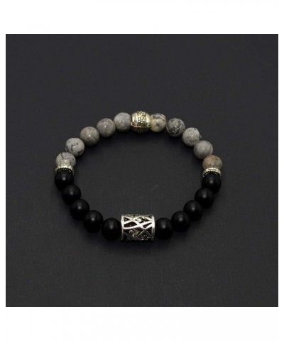 Handmade Bracelet Collection - (Ethnic Wallet Gift) Metal Cylinder Beaded Matte Onyx/Picasso Jasper $10.55 Bracelets