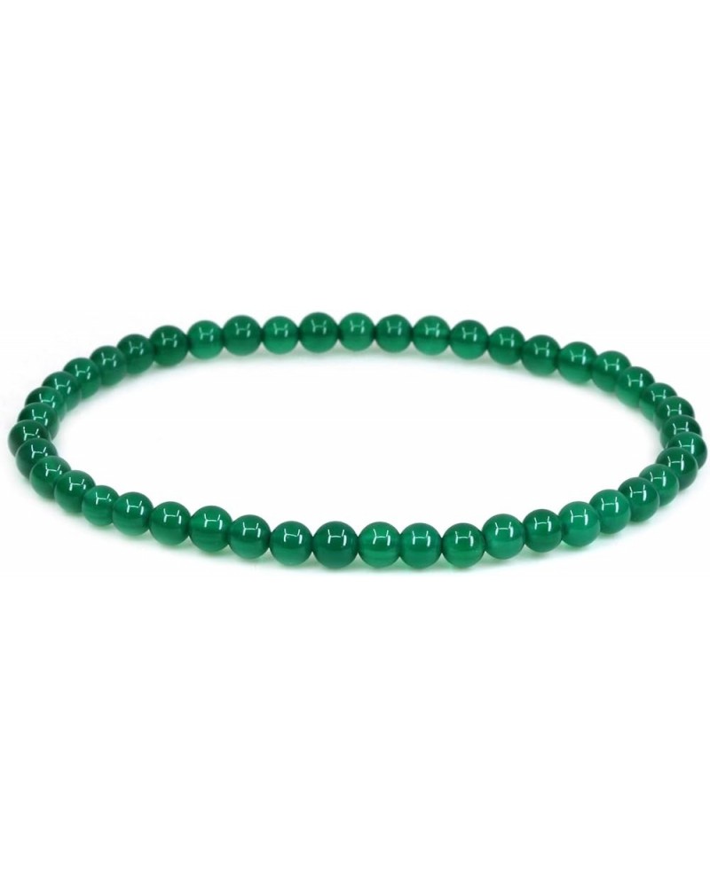 4mm Natural Round Beads Gemstones Rock Crystal Stretch Bracelet 7 Inch Unisex Dyed Green Agate $7.31 Bracelets