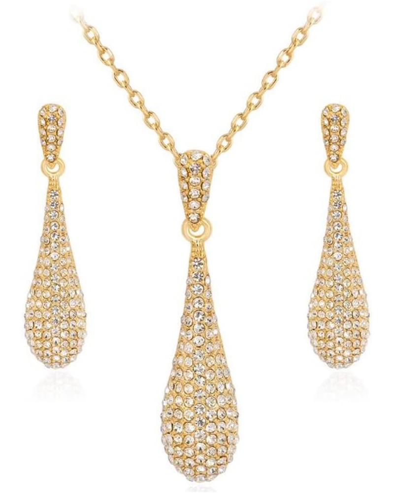 Full Crystal Rhinestone Gem Tear Drop Pendant Necklace Earrings Jewelry Sets Style01 $9.53 Jewelry Sets