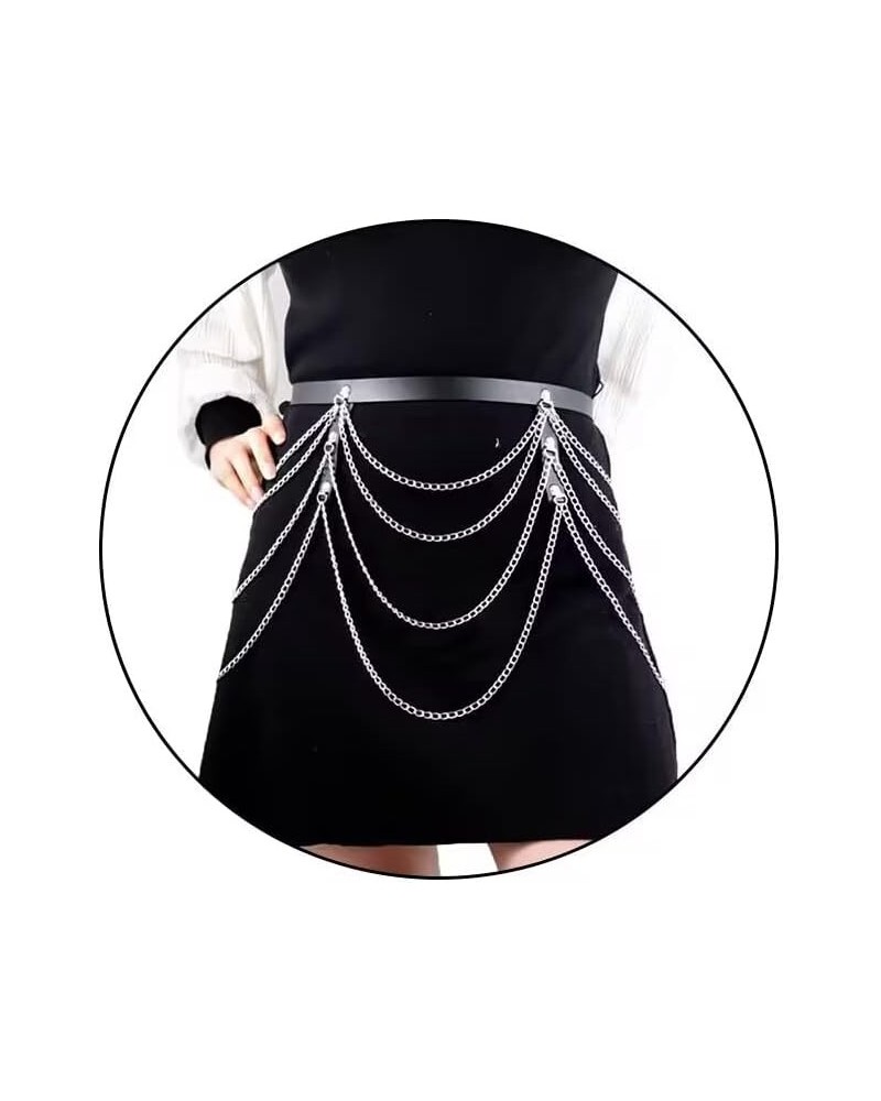 Punk Leg Waist Chain Belts Leather Body Chains Rock Rave Sexy Belly Body Jewelry for Women and Girls D $11.70 Body Jewelry