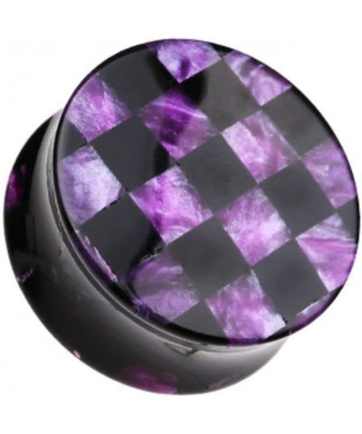 Marble Checker Double Flared Ear Gauge Plug 5/8" (16mm), Purple $10.39 Body Jewelry