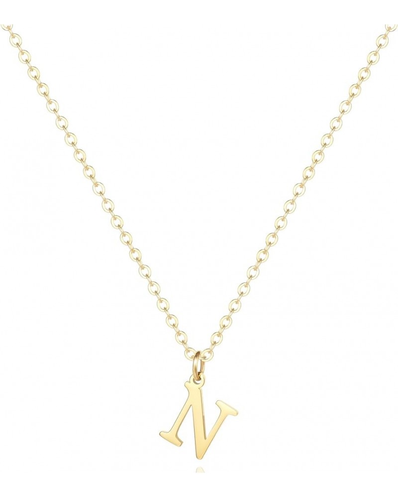 Initial Necklace,18K Gold Plated Letter Necklace,A-Z Pendant Necklace for Women N-Gold $8.48 Necklaces