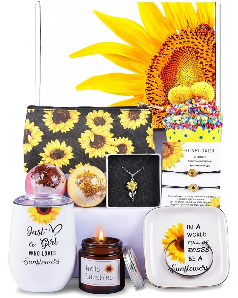 Sunflower Gifts for Women, Fabulous Birthday Gifts Baskets for Women Daughter Mom Sister Best Friend, Care Package with Sunfl...