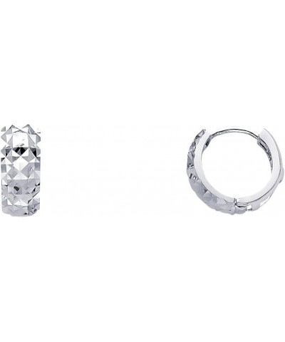 14k Yellow or White Gold 5mm Thickness Multifaceted Hoop Huggie Earrings (7 x 7 mm) White Gold $69.92 Earrings