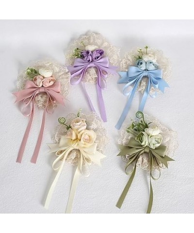 Rose Flower Hair Clips Hairpins Rose Brooch Floral Pin Up Lolita Headpieces for Women Wedding Party Mother's Day (Blue) Pink ...