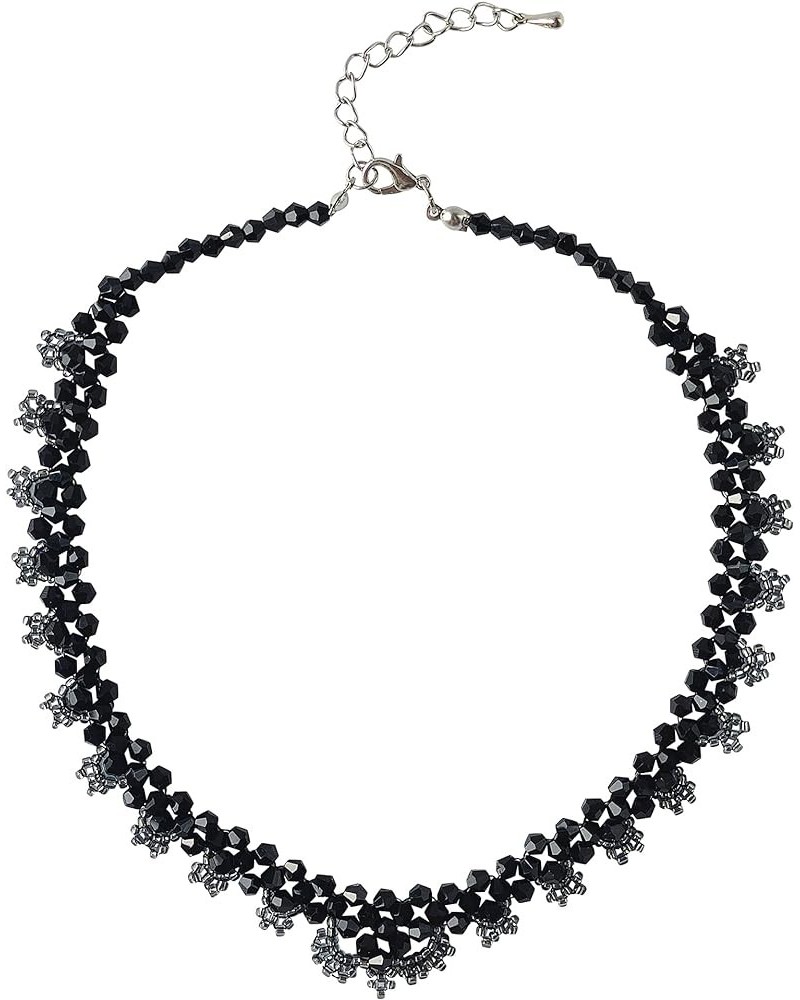 Women's Beaded Necklace Fancy Choker Necklace Handmade Black Necklaces Woven Necklace Fancy $8.40 Necklaces