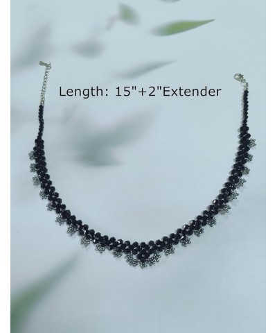 Women's Beaded Necklace Fancy Choker Necklace Handmade Black Necklaces Woven Necklace Fancy $8.40 Necklaces