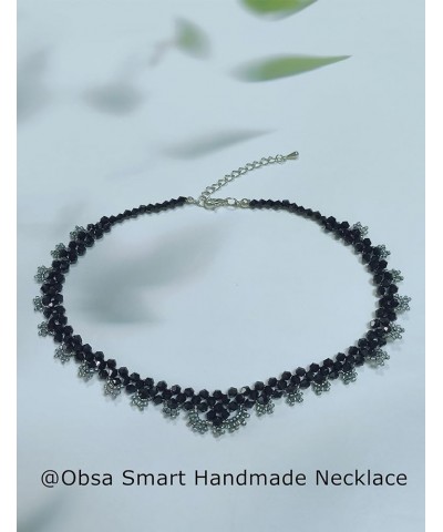 Women's Beaded Necklace Fancy Choker Necklace Handmade Black Necklaces Woven Necklace Fancy $8.40 Necklaces