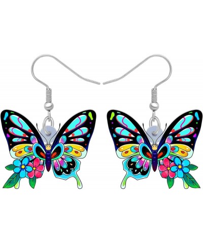 Colorful Cute Creative Acrylic Butterfly Earrings Animal Insect Hypoallergenic Dangle Hook Earrings Jewelry for Women Girls G...