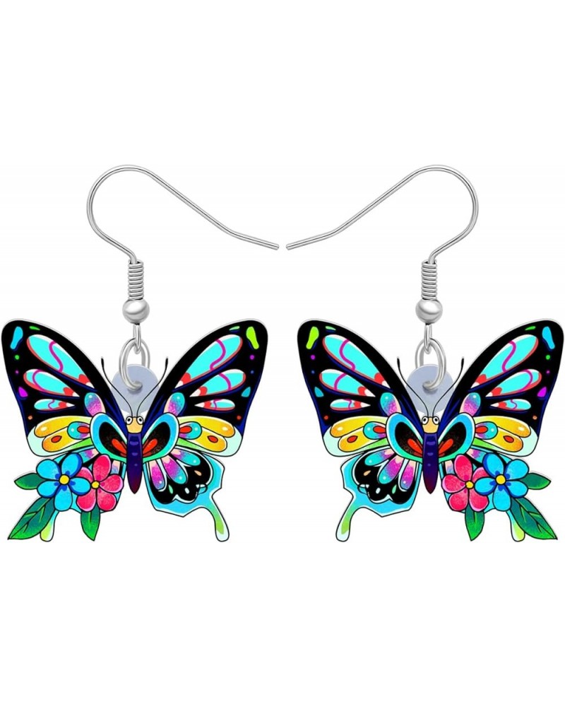 Colorful Cute Creative Acrylic Butterfly Earrings Animal Insect Hypoallergenic Dangle Hook Earrings Jewelry for Women Girls G...