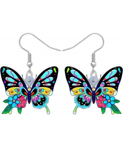 Colorful Cute Creative Acrylic Butterfly Earrings Animal Insect Hypoallergenic Dangle Hook Earrings Jewelry for Women Girls G...