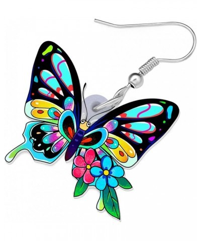 Colorful Cute Creative Acrylic Butterfly Earrings Animal Insect Hypoallergenic Dangle Hook Earrings Jewelry for Women Girls G...