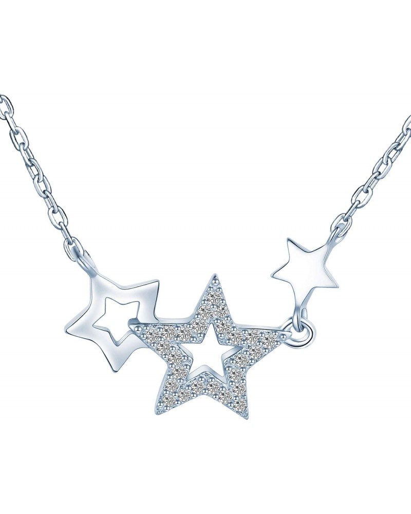 S925 Sterling Silver Star Necklace with 15.5"+2.2" extender Silver Chain Star Pendant $11.30 Necklaces