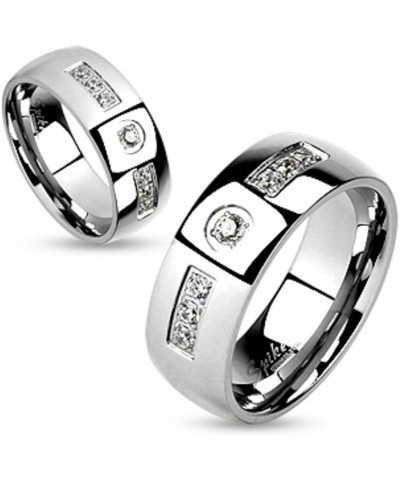 His and Hers Stainless Steel Princess Wedding Ring Set and Zirconia Wedding Band Women's Size 08 Men's 06mm Size 05 $22.07 Sets