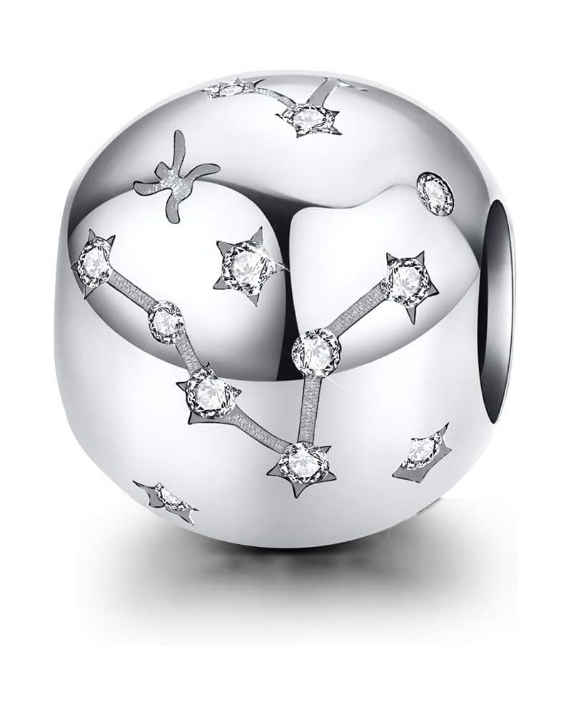 Zodiac Star Sign 925 Sterling Silver Bead Charm Fits Bracelets Necklace 12 Constellations Charm Compatible with Pandora Brace...