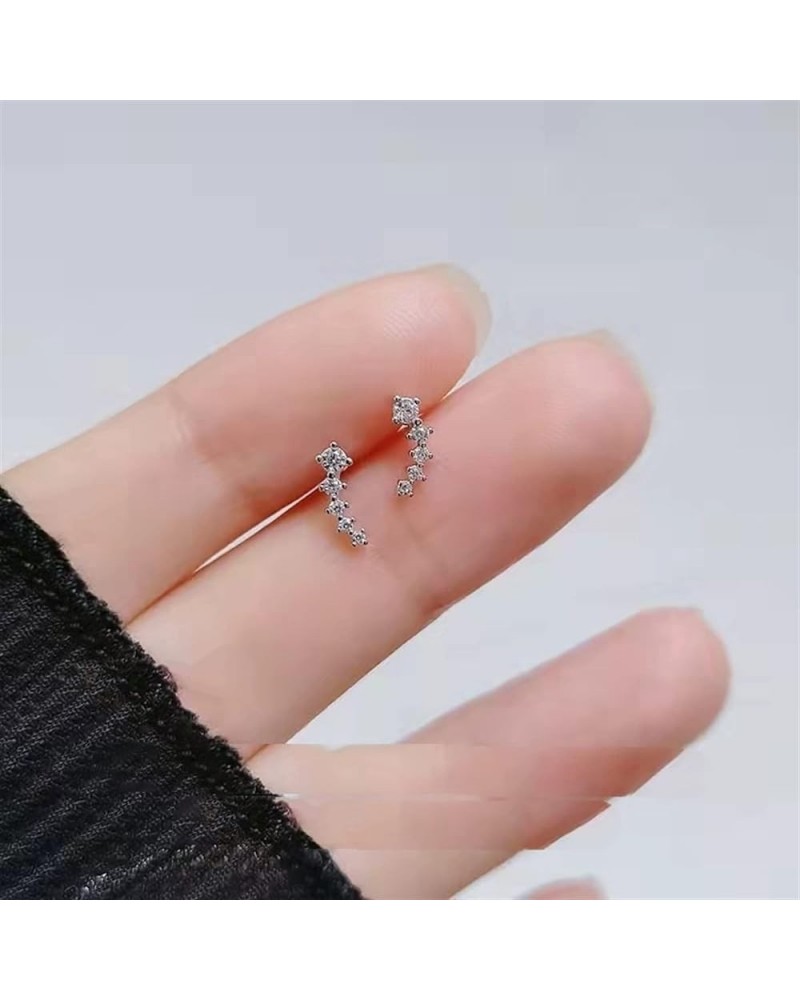 Zircon Earrings Hypoallergenic Fashion Ear Studs Female Pendant Tassel Pendant Earrings for Women Jewelry (Color : C322 Silve...