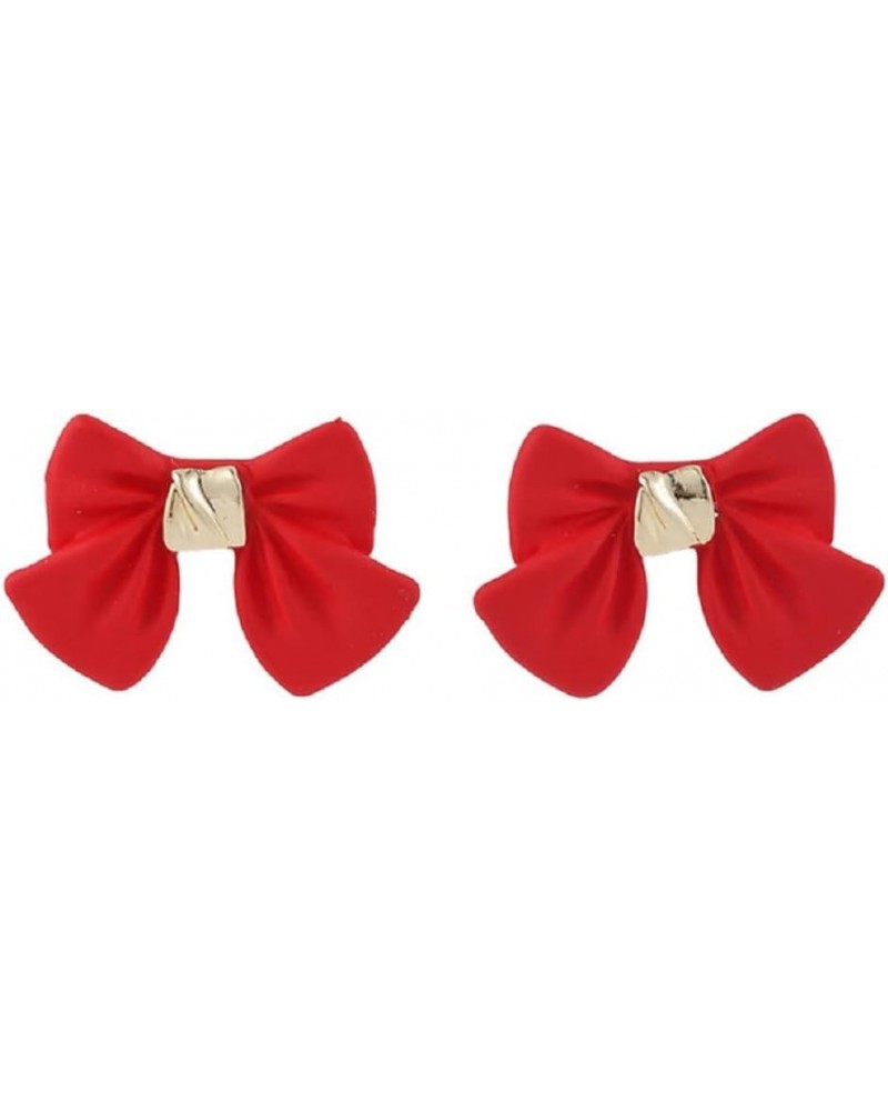 Needle Delicate Dainty Simple Tiny Bow Tie Ribbon Stud Earrings New Year Handmade Sweet Bowknot Earrings for Women Teens red ...