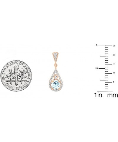 10K 5.5 MM Each Round Gemstone & White Diamond Ladies Drop Earrings, Rose Gold Aquamarine $220.24 Earrings