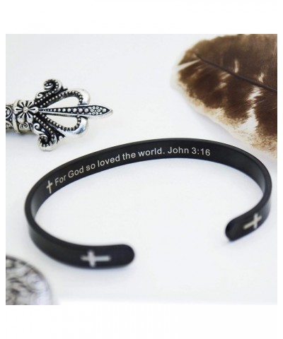 Religious prayer bracelet Christian cross cuff Baptism faith Biblical scripture inspired cuff jewelry For God so loved the wo...