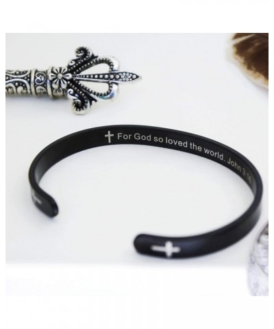 Religious prayer bracelet Christian cross cuff Baptism faith Biblical scripture inspired cuff jewelry For God so loved the wo...