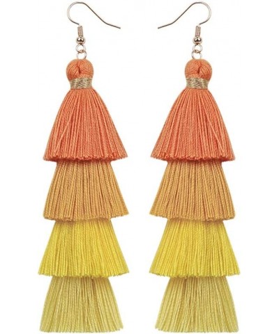 6 Pairs Colorful Tassel Earrings Long Layered Dangle Earrings Bohemian Drop Earrings $11.59 Earrings